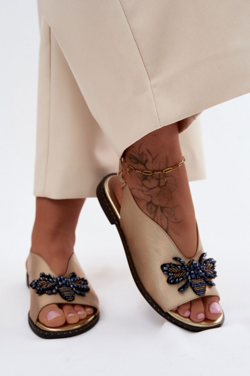 Spīdīgi Sieviešu basenes ar ornamentiem zempapēžu Zelta krāsas Russona