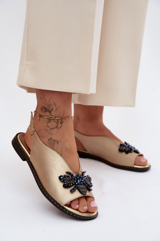 Spīdīgi Sieviešu basenes ar ornamentiem zempapēžu Zelta krāsas Russona