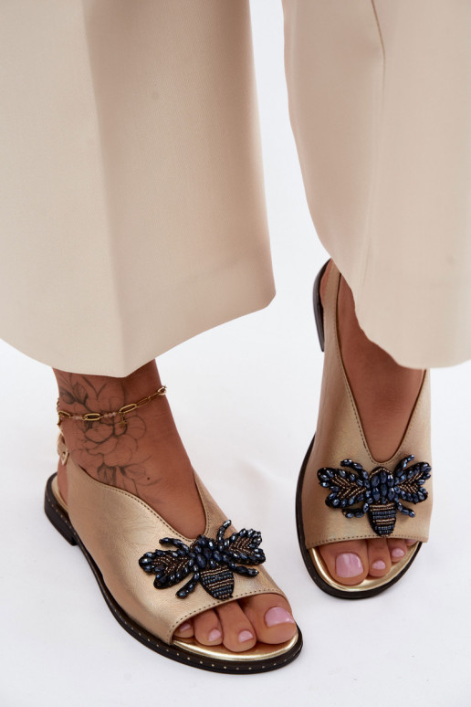 Spīdīgi Sieviešu basenes ar ornamentiem zempapēžu Zelta krāsas Russona