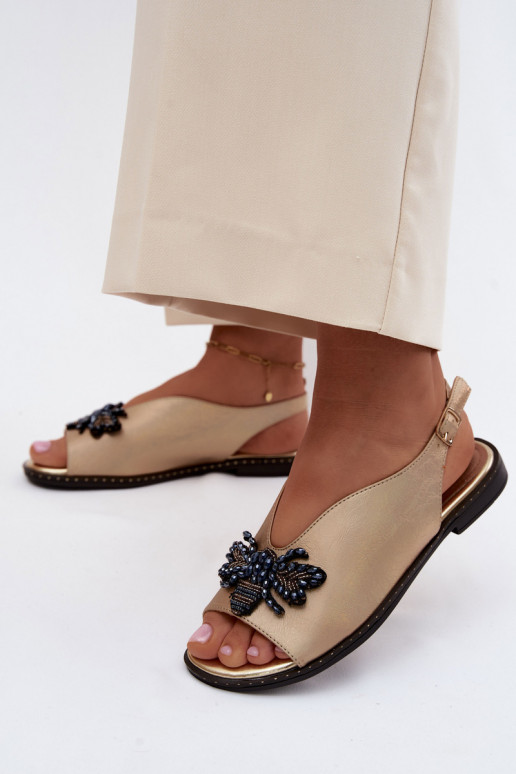 Spīdīgi Sieviešu basenes ar ornamentiem zempapēžu Zelta krāsas Russona