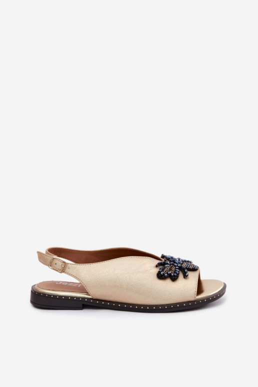 Spīdīgi Sieviešu basenes ar ornamentiem zempapēžu Zelta krāsas Russona