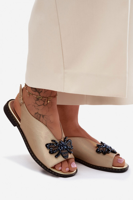 Spīdīgi Sieviešu basenes ar ornamentiem zempapēžu Zelta krāsas Russona