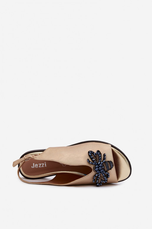 Spīdīgi Sieviešu basenes ar ornamentiem zempapēžu Zelta krāsas Russona