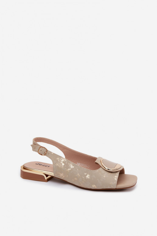 Sieviešu basenes ar platiem papēžiem ar ornamentiem Zelta krāsas Glima