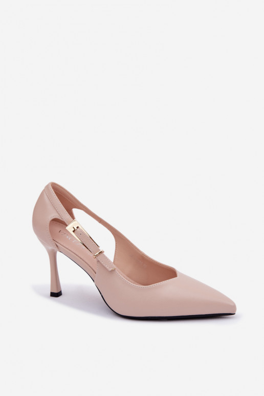 Augstpapēžu kurpes ar izgriezumiem un sprādzēm Vinceza 62288 smilškrāsas