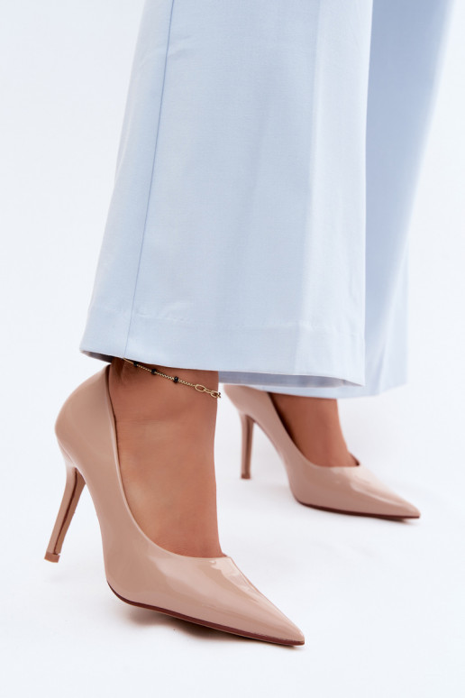 Klasiskas lakotas augstpapēžu kurpesImitacji Skóry smilšu krāsas Odira