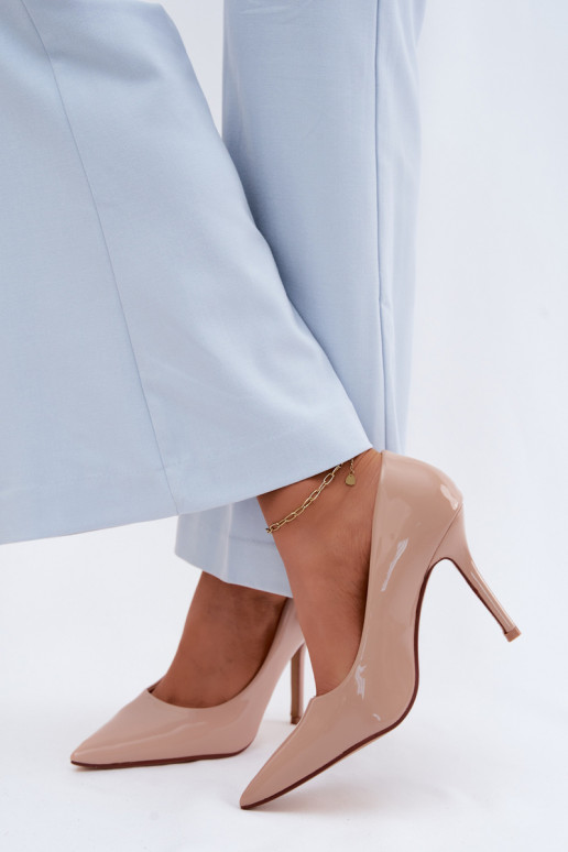 Klasiskas lakotas augstpapēžu kurpesImitacji Skóry smilšu krāsas Odira