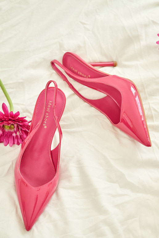 Rozā lakotas augstpapēžu sandales no mākslīgās ādas Calera