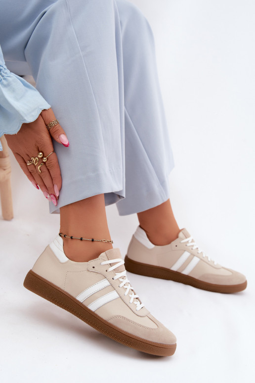 Zazoo N1068 Āda Zems Sneakers modeļa apavi Sieviešu smilšu krāsas