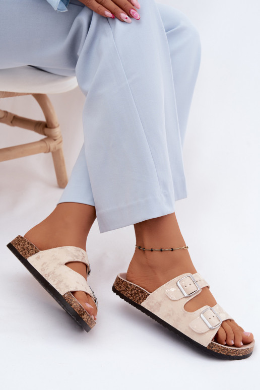 Sieviešu Čības Uz Koreku ar sprādzēm smilšu krāsas-Zelta krāsas Vivio