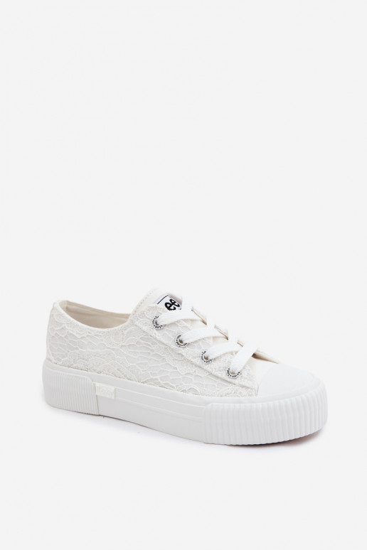 Ikdienas apavi ar mežģīņu motīviem un platformu LEE ISLA LACE INOMEN LOIN 50261003.1FG baltā krāsā