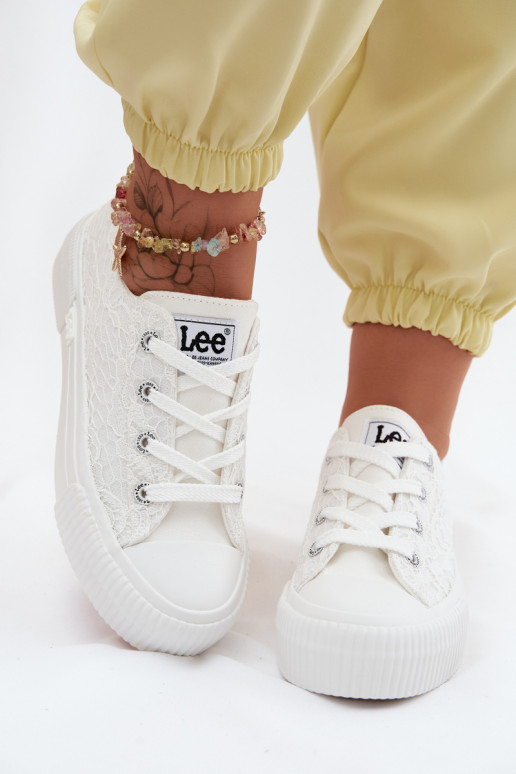 Ikdienas apavi ar mežģīņu motīviem un platformu LEE ISLA LACE INOMEN LOIN 50261003.1FG baltā krāsā