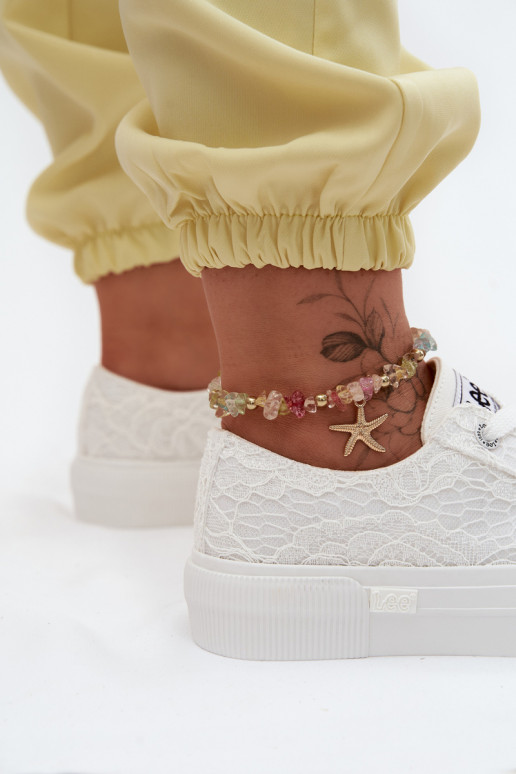 Ar mežģīnēm sieviešu puszābaki ar platformu LEE ISLA LACE INOMEN LOIN 50261003.1FG baltas krāsas