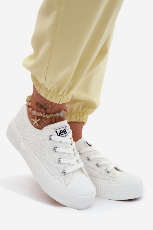 Ar mežģīnēm sieviešu puszābaki ar platformu LEE ISLA LACE INOMEN LOIN 50261003.1FG baltas krāsas