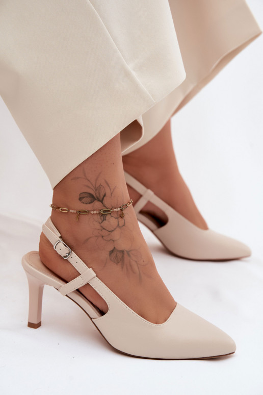 Sieviešu basenes ar papēdi Sergio Leone SK157 smilšu krāsas