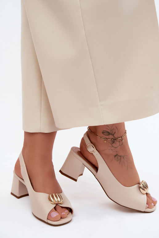 Sieviešu basenes Ze Zelta krāsasm Detalem Obcas Słupek Sergio Leone SK159 smilšu krāsas