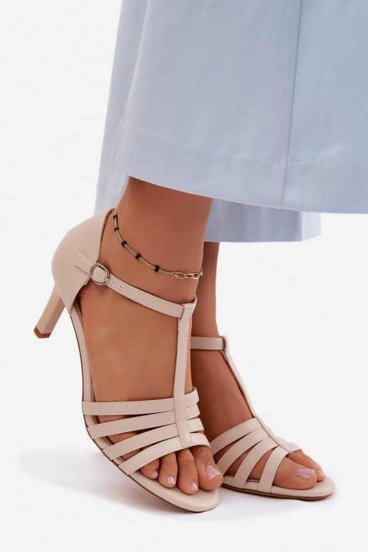 Sieviešu basenes Ar svītrām Ieslēgts Smukłym Obcasie Sergio Leone SK132 smilšu krāsas