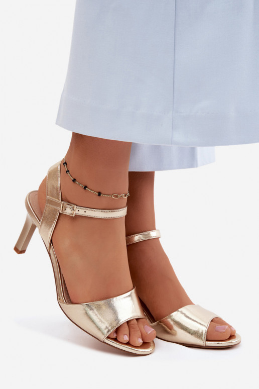 Sieviešu basenes Ieslēgts Smukłym Obcasie Sergio Leone SK347 Zelta krāsas