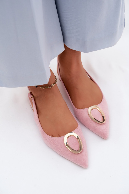 Sieviešu basenes ar platiem papēžiem ar ornamentiem Rozā krāsas Sparkle