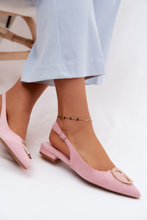 Sieviešu basenes ar platiem papēžiem ar ornamentiem Rozā krāsas Sparkle