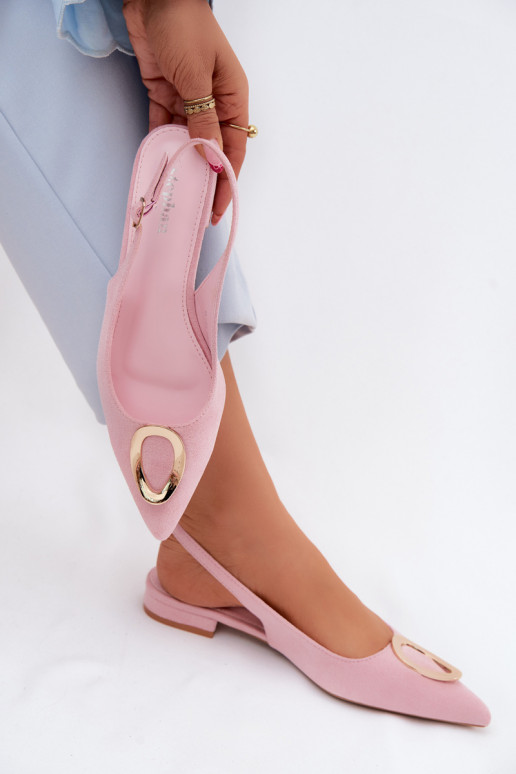 Sieviešu basenes ar platiem papēžiem ar ornamentiem Rozā krāsas Sparkle