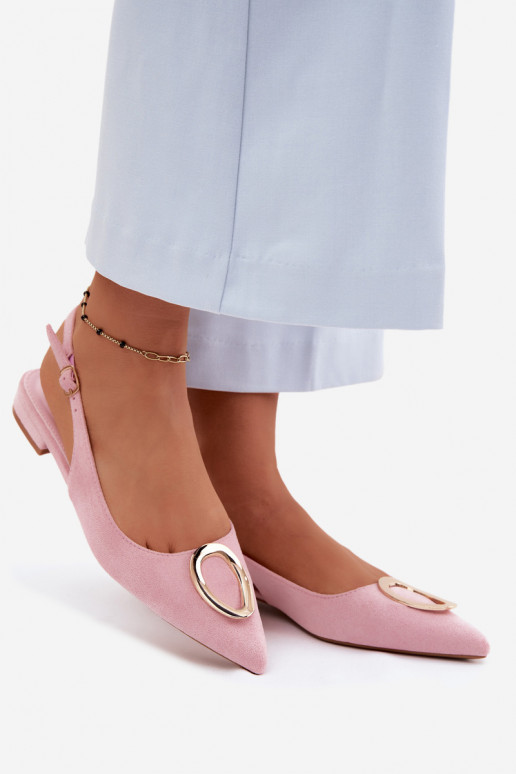 Sieviešu basenes ar platiem papēžiem ar ornamentiem Rozā krāsas Sparkle