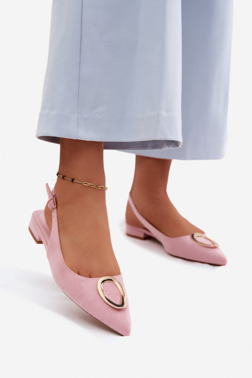 Sieviešu basenes ar platiem papēžiem ar ornamentiem Rozā krāsas Sparkle