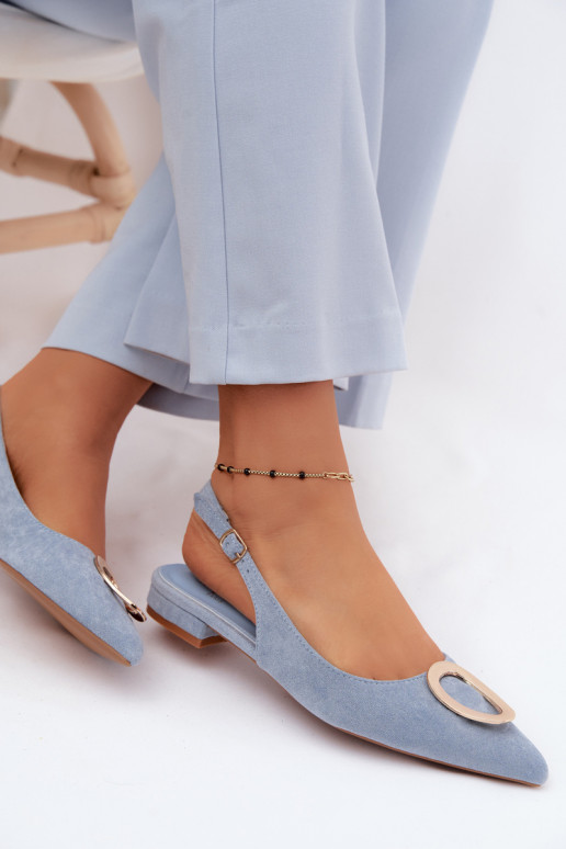 Sieviešu basenes ar platiem papēžiem ar ornamentiem Zilas krāsas Sparkle