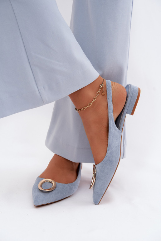 Sieviešu basenes ar platiem papēžiem ar ornamentiem Zilas krāsas Sparkle