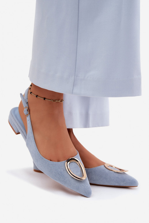 Sieviešu basenes ar platiem papēžiem ar ornamentiem Zilas krāsas Sparkle