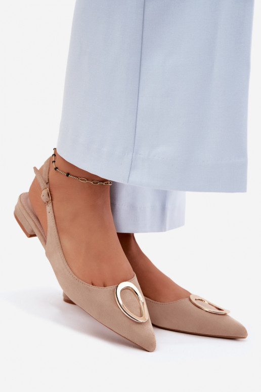 Sieviešu basenes ar platiem papēžiem ar ornamentiem smilšu krāsas Sparkle