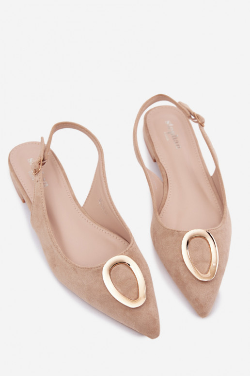 Sieviešu basenes ar platiem papēžiem ar ornamentiem smilšu krāsas Sparkle