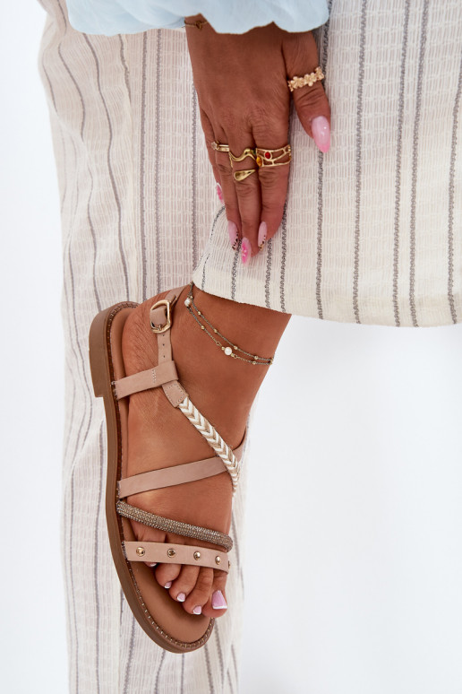 līdzenas zoles basenes ar siksniņām Vinceza 17379 ziloņkaula krāsas