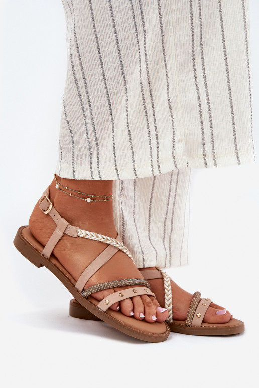 līdzenas zoles basenes ar siksniņām Vinceza 17379 ziloņkaula krāsas