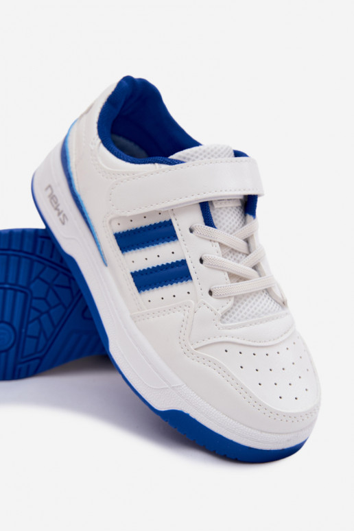 Sneakers modeļa apavi Bērnu apavi ar lipīgām aizdarēm Baltas-Zilas krāsas Neressa