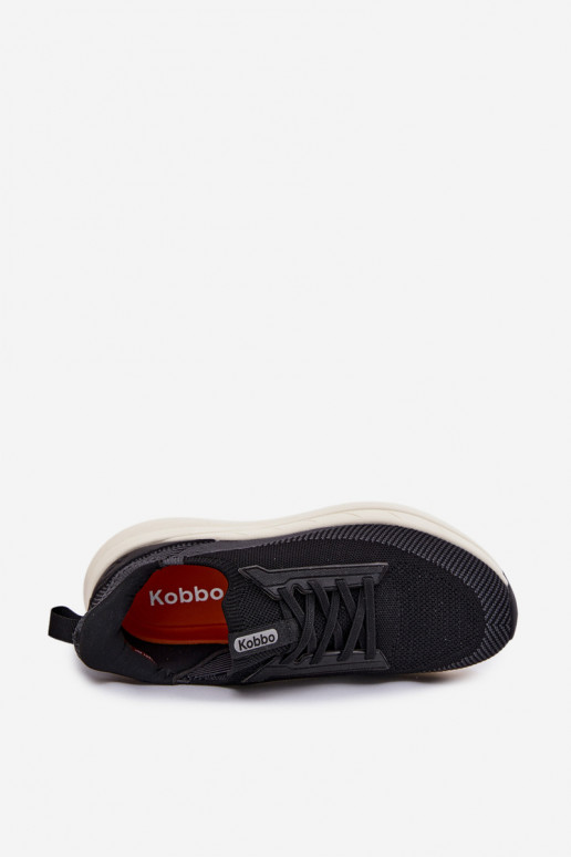 sporta apavi vīriešiem Auduma Sneakers modeļa apavi Paslīdēt uz ar platformu Kobbo 102421 melnas krāsas