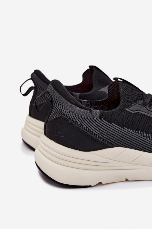 sporta apavi vīriešiem Auduma Sneakers modeļa apavi Paslīdēt uz ar platformu Kobbo 102421 melnas krāsas