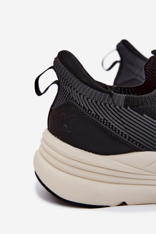 sporta apavi vīriešiem Auduma Sneakers modeļa apavi Paslīdēt uz ar platformu Kobbo 102421 melnas krāsas