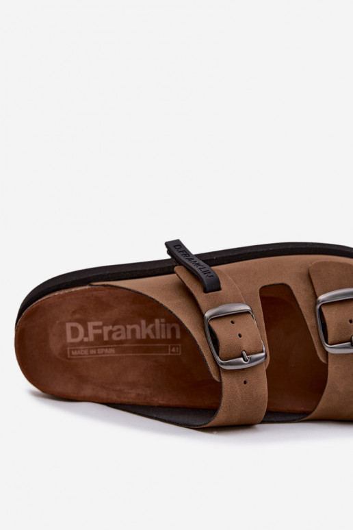 Čibas no dabīgas ādas vīriešiem ar sprādzēm D.Franklin DFSH407017 brūnas krāsas