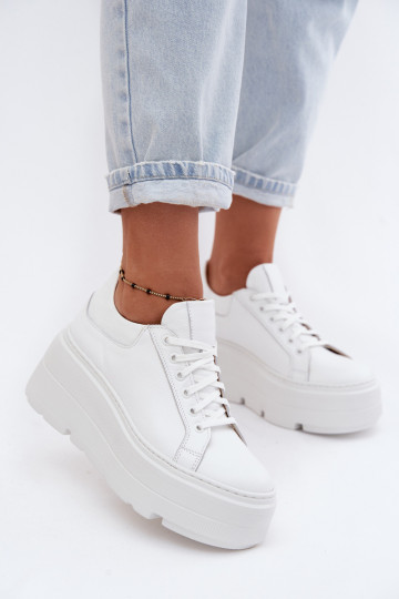 Āda Sneakers modeļa apavi ar platformu Zazoo N1000S3 baltas krāsas 2