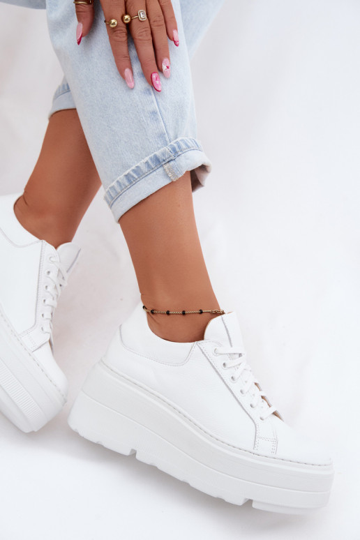 Āda Sneakers modeļa apavi ar platformu Zazoo N1000S3 baltas krāsas