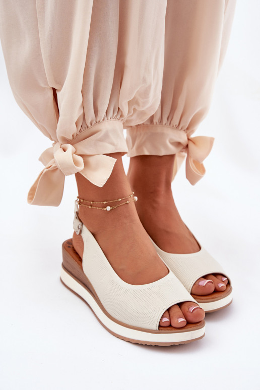 Ādas platformas sandales krēmkrāsā Artiker 56C2316