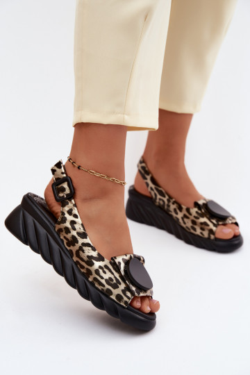 Zelta platformas sandales ar leopardu rakstu Artiker 58C059 2