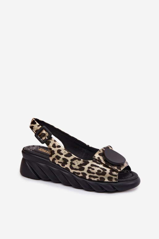 Zelta platformas sandales ar leopardu rakstu Artiker 58C059