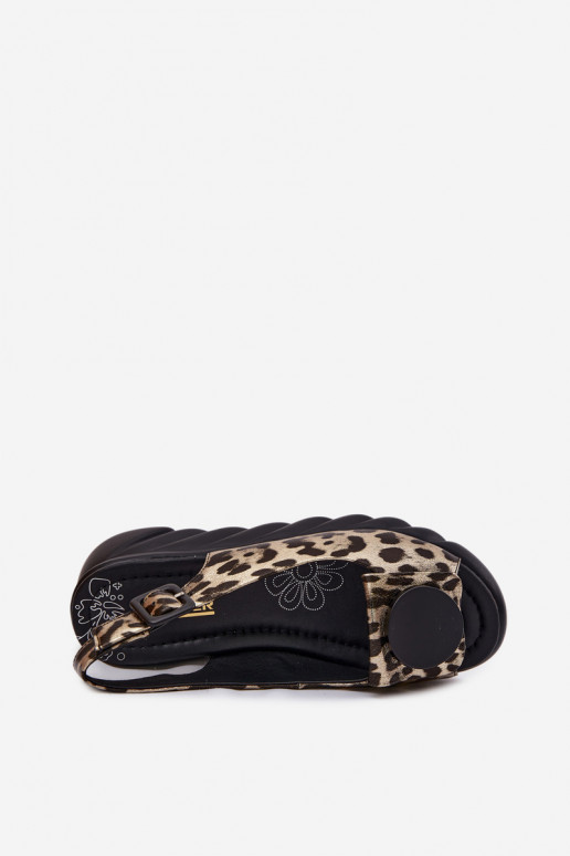 Zelta platformas sandales ar leopardu rakstu Artiker 58C059