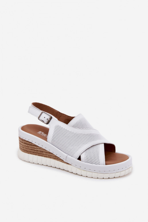 Platformas sandales no dabīgās ādas Artiker 58C3145 baltā krāsā