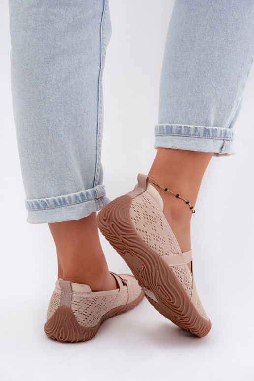 Sportiskas stila balerīnas ar elastīgām siksnām Artiker 58C1903 smilšu krāsā