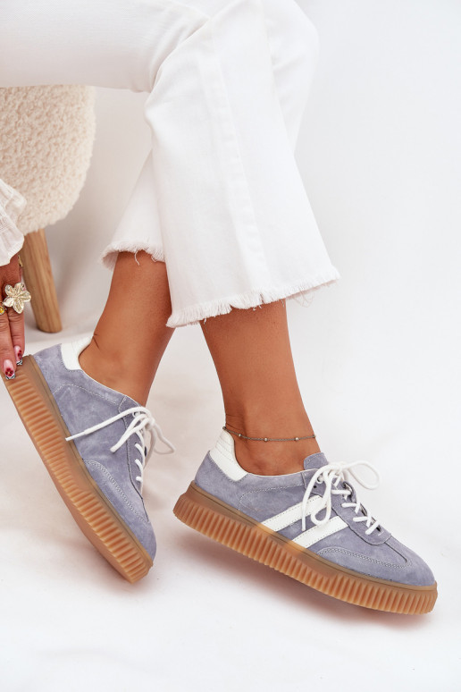 zamšādas Sneakers modeļa apavi Sieviešu ar platformu Zilas krāsas Tā irrisae