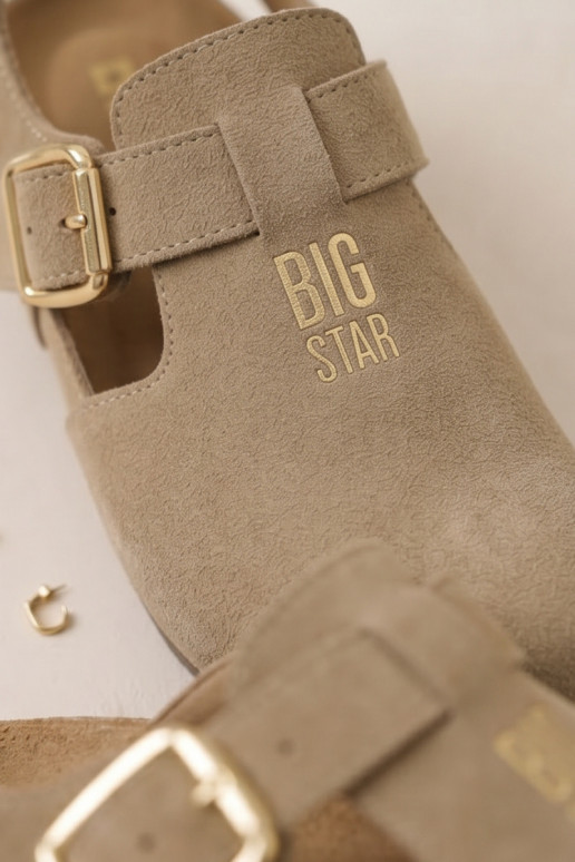 Sieviešu sandales no dabīgās zamšādas Big Star TT274542 bežīgas
