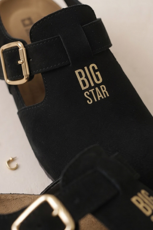 Sieviešu sandales no dabīgās zamšādas Big Star TT274544 melnas
